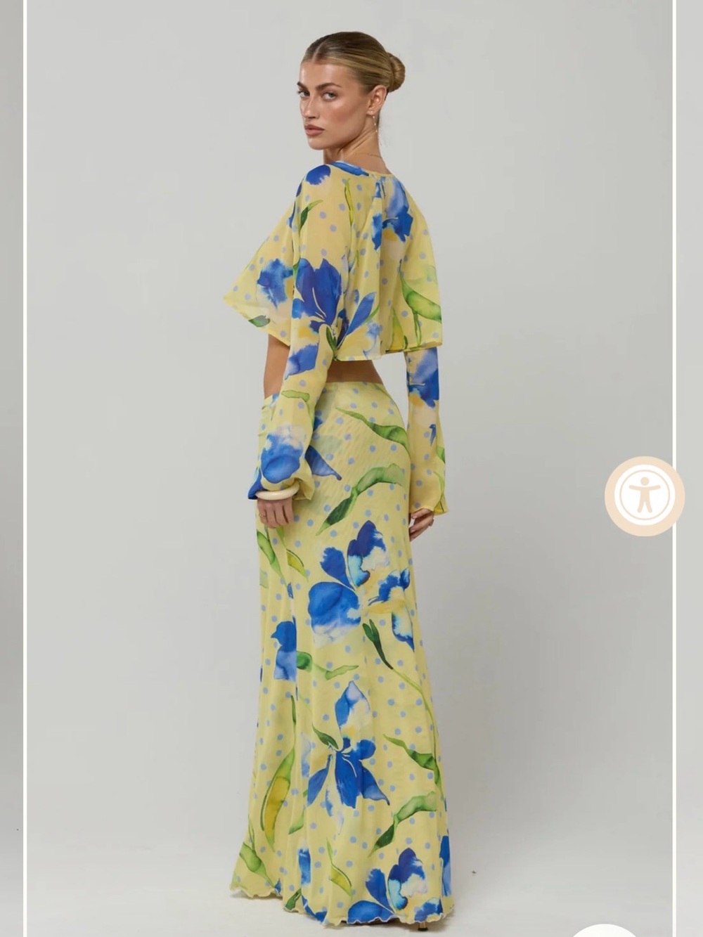 Floral Blue & Yellow Maxi Skirt Set - Picture 2 of 4